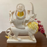 9 Inches Ma Durga Marble Dust & Resin Idol - Hindu God Statue - Decorative Murti - Crafts N Chisel - Indian Home Decor USA
