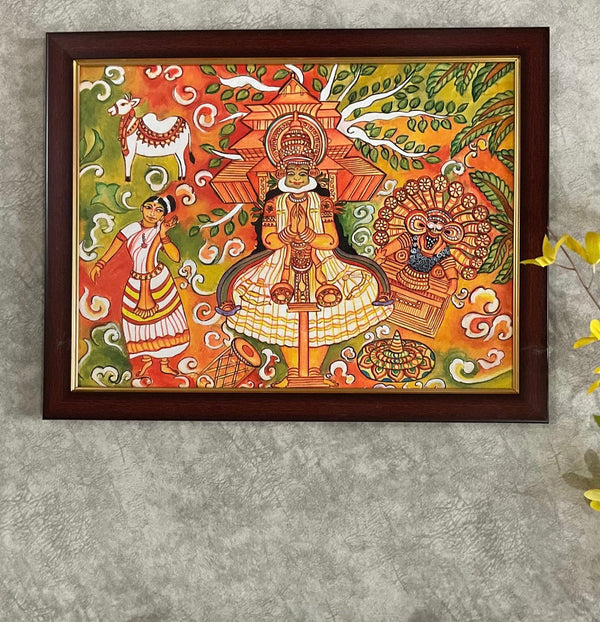 Kathakali Kerala Mural - Handpainted Wall Decor - Crafts N Chisel - Indian Home Decor USA