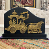 Krishna Arjun Rath Brass Wooden Table Decor - Traditional Office & Home Decor - Crafts N Chisel - Indian Home Decor USA