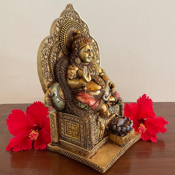 Kuber Marble Dust & Resin Idol - Hindu God Statue - Decorative Murti - Crafts N Chisel - Indian Home Decor USA