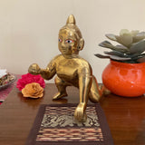 Laddu Gopal Brass Idol - Baby Krishna - Decorative Figurine - Crafts N Chisel - Indian Home Decor USA