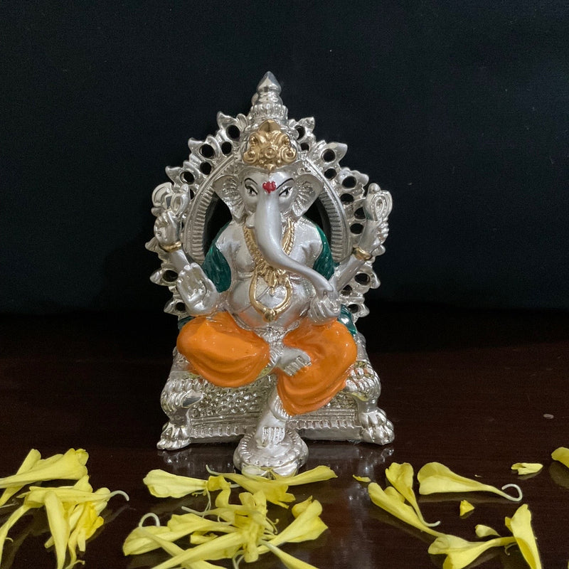 Lakshmi Ganesh Porcelain With Silver Idol - Decorative Home Decor - Crafts N Chisel - Indian Home Decor USA