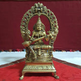 Lakshmi Ganesh Saraswati Brass Idol - Decorative Home Decor-Crafts N Chisel-Indian Handicrafts Online USA