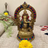 Lakshmi Ganesh Saraswati Brass Idol - Stonework - Decorative Home Decor - Crafts N Chisel - Indian Home Decor USA