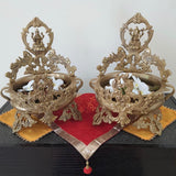 Lakshmi Ganesha Decorative Brass Urli (Set of 2)-Crafts N Chisel-Indian Handicrafts Online USA