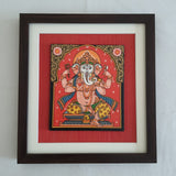 Lakshmi Ganesha Pattachitra Painting - Handpainted Wall Decor - Crafts N Chisel - Indian Home Decor USA
