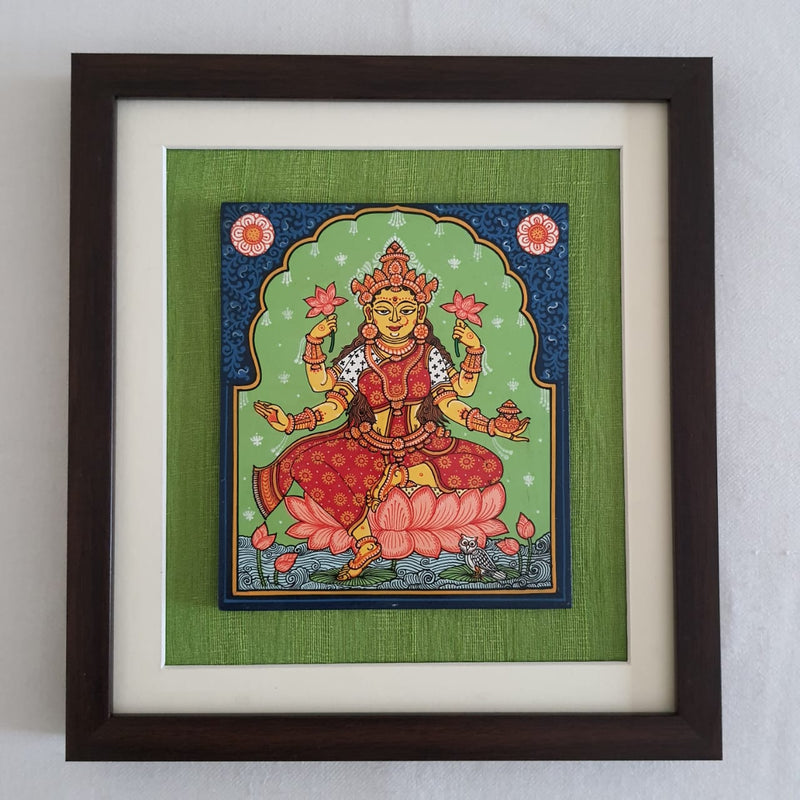 Lakshmi Ganesha Saraswati Pattachitra Painting - Handpainted Wall Decor - Crafts N Chisel - Indian Home Decor USA