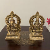 Lakshmi Ganesha With Square Brass Chowki For Idols And Pooja (Set of 4) - Crafts N Chisel - Indian Home Decor USA