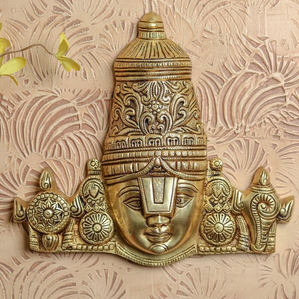 Lord Balaji Brass Wall Decor - Divine Wall Hanging - Crafts N Chisel - Indian Home Decor USA