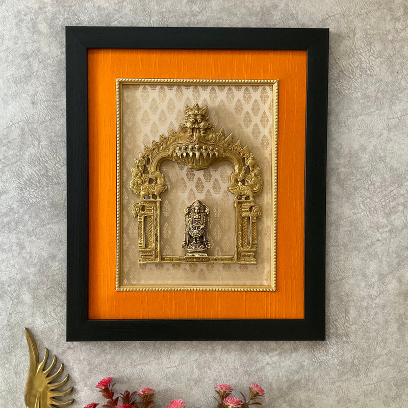 Lord Balaji Framed Brass Prabhavali - Ethnic Wall Decor - Crafts N Chisel - Indian Home Decor USA