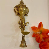 Lord Ganesh Diya and bell - Brass Art - Wall Hanging - Decorative and Religious - Crafts N Chisel - Indian home decor - Online USA