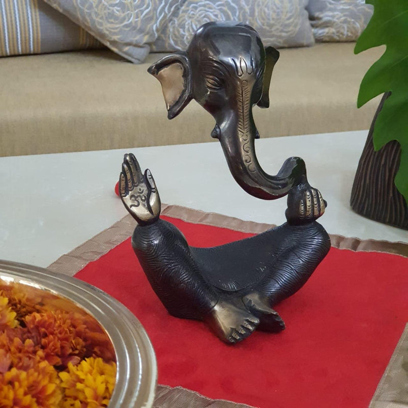 Lord Ganesh Brass Idol - Copper Finish - Designer Handcrafted Statue - Decorative Figurine - Crafts N Chisel - indian handicrafts online USA