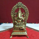 Lord Ganesh Brass Idol With Yali Prabhavali - Decorative Statue-Crafts N Chisel-Indian Handicrafts Online USA