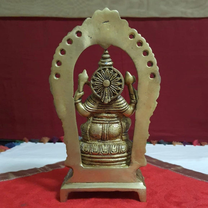 Lord Ganesh Brass Idol With Yali Prabhavali - Decorative Statue-Crafts N Chisel-Indian Handicrafts Online USA