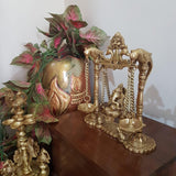 Lord Ganesh Swing, Peacock Diya & Ganesha Shank - Brass indian handicrafts statue - Crafts N Chisel USA - home decor