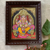 Lord Ganesha 3D Tanjore Painting - Traditional Wall Art - Crafts N Chisel - Indian Home Decor USA