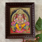 Lord Ganesha 3D Tanjore Painting - Traditional Wall Art - Crafts N Chisel - Indian Home Decor USA