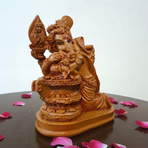 Lord Ganesha Idol With Shiv Ling - Decorative Figurines-Crafts N Chisel-Indian Handicrafts Online USA