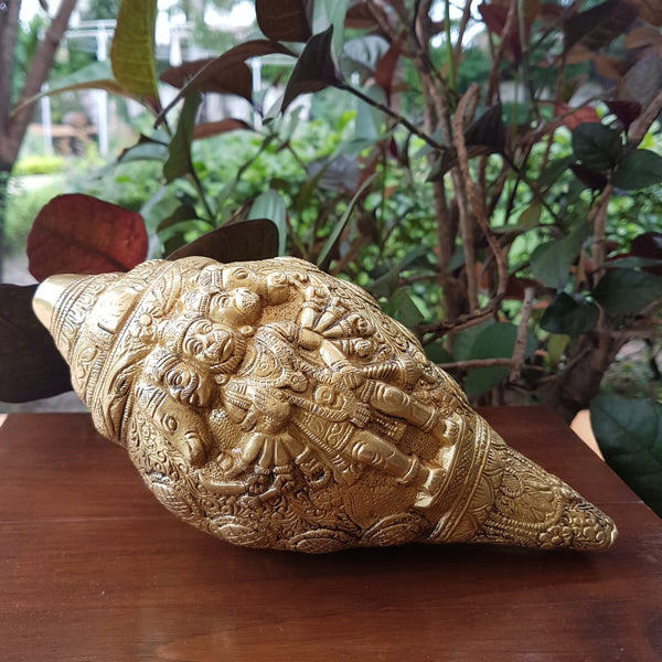 Lord Hanuman Brass Conch (Shank) 9" - Decorative Home Decor - Crafts N Chisel - Indian home decor - Online USA