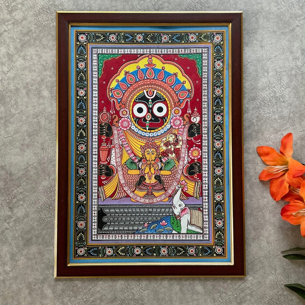 Lord Jagannathji With Garuda Pattachitra Painting - Handpainted Wall Decor - Crafts N Chisel - Indian Home Decor USA