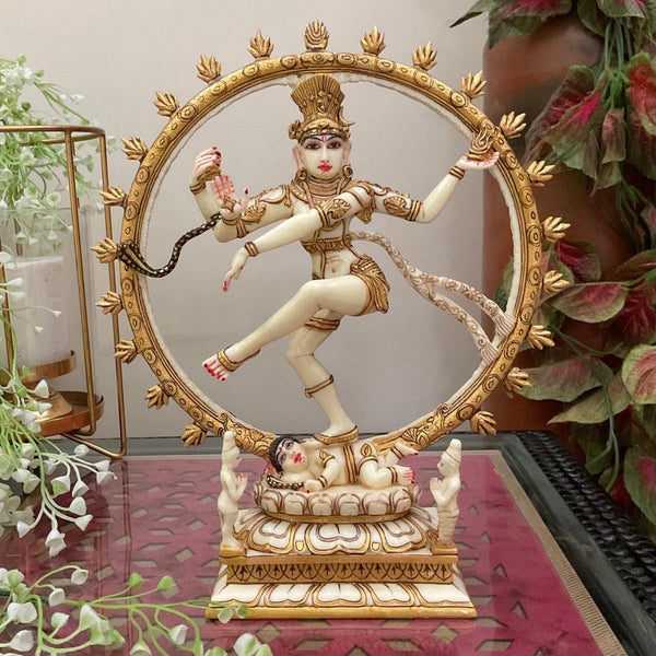 Lord Natraj Marble Dust & Resin Idol - Decorative Figurine- Crafts N Chisel - Indian Home Decor USA
