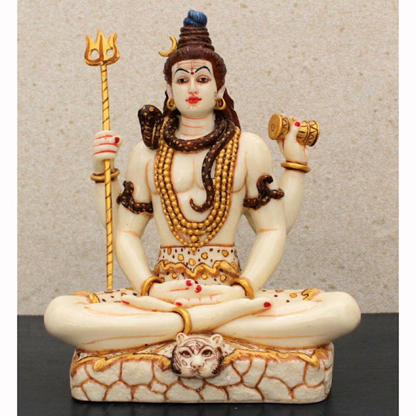 Lord Shiva Marble Dust & Resin Idol - Decorative Figurine- Crafts N Chisel - Indian Home Decor USA