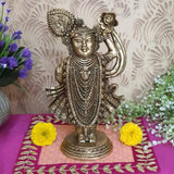 Lord Shrinathji Brass Idol-Crafts N Chisel - Indian handicrafts home decor online USA