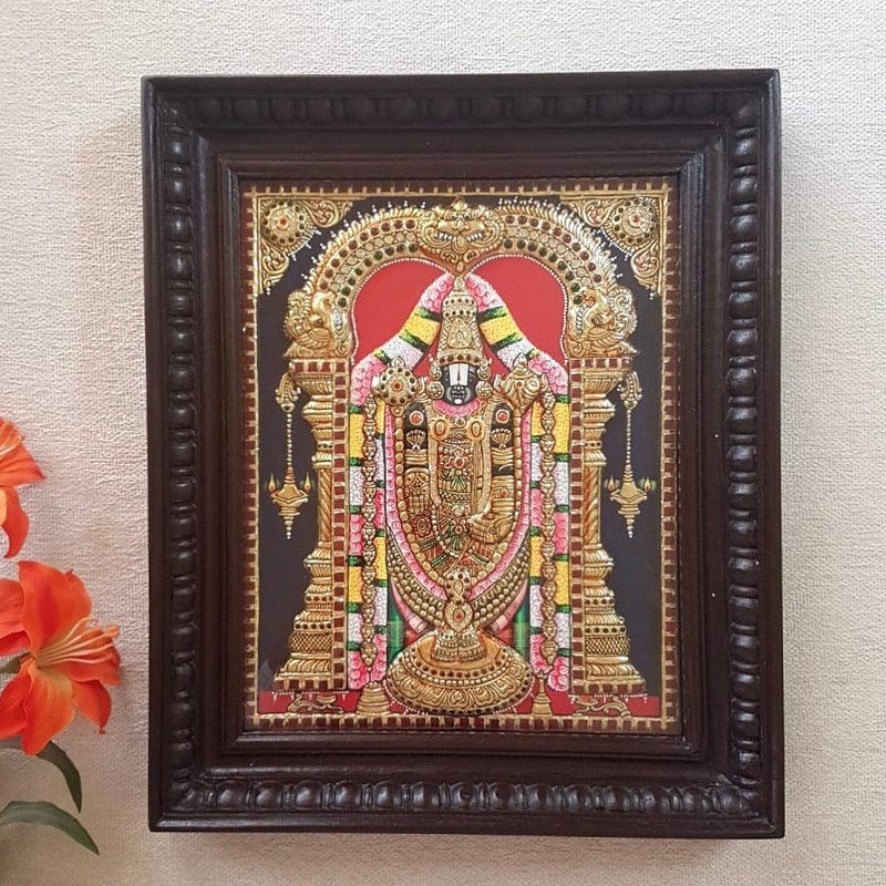Lord Tirupati Balaji - Venkateshwara Tanjore Painting - Tradtional Wall Art - Crafts N Chisel - Indian home decor - Online USA