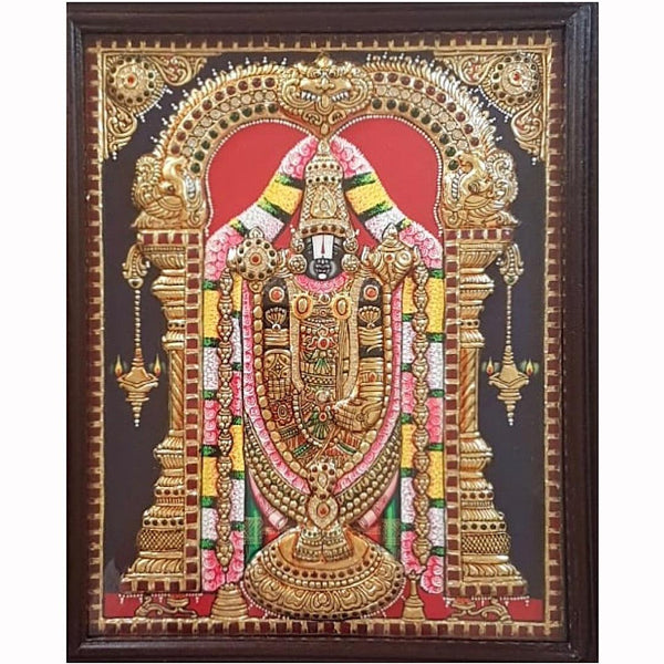 Lord Tirupati Balaji - Venkateshwara Tanjore Painting - Tradtional Wall Art - Crafts N Chisel - Indian home decor - Online USA
