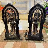 Lord Vishnu & Goddess Lakshmi Brass Idol - Black Sand Finish - Decorative Home Decor- Crafts N Chisel - Indian Home Decor USA