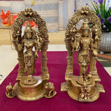 Lord Vishnu & Goddess Lakshmi Brass Idol - Decorative Home Decor- Crafts N Chisel - Indian Home Decor USA