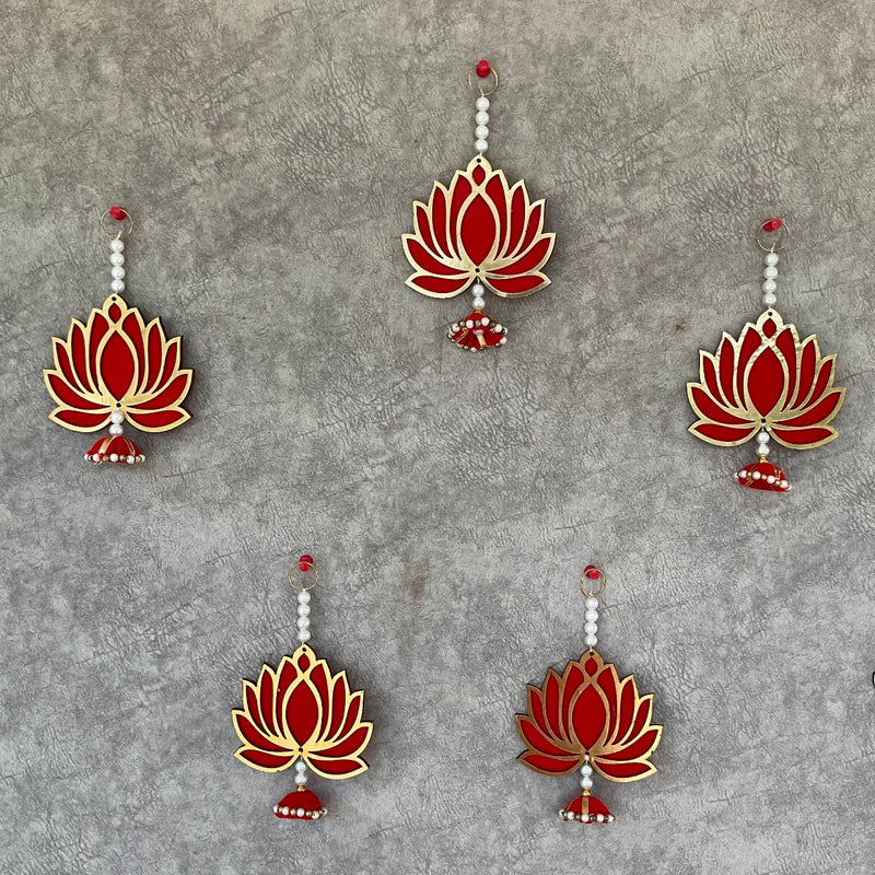 Lotus Hanging (Set of 10) - Festive Decoration Wall Hanging - Crafts N Chisel - Indian Home Decor USA