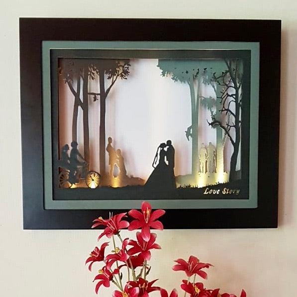 Love Story - Decorative Wooden Multilayer Designer Frame -  Wall Decor - Crafts N Chisel - Indian home decor - Online USA