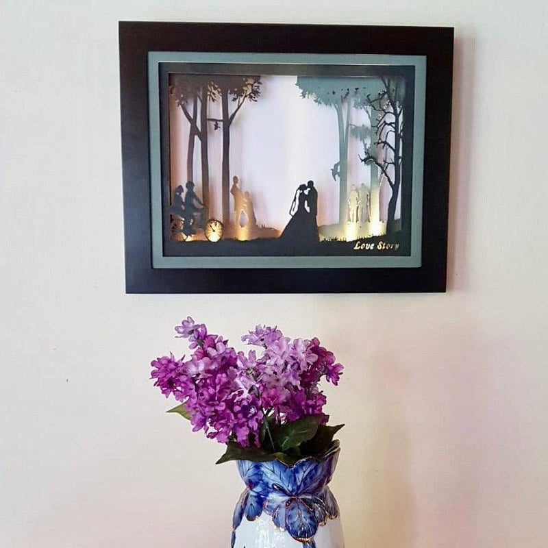 Love Story - Decorative Wooden Multilayer Designer Frame -  Wall Decor - Crafts N Chisel - Indian home decor - Online USA