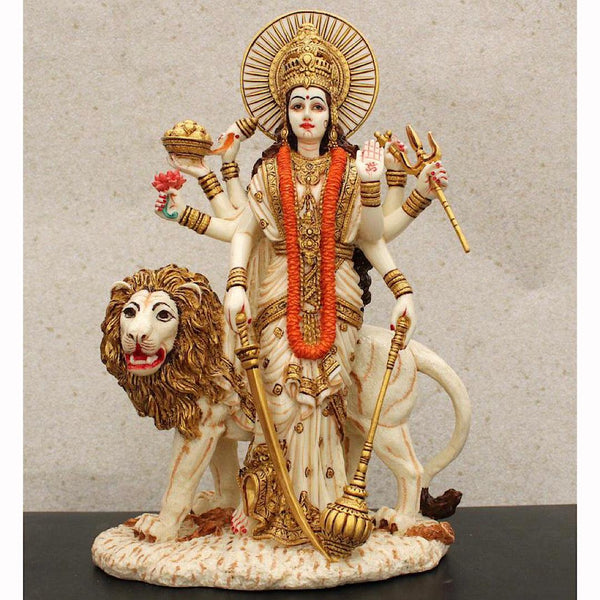 Ma Durga Marble Dust & Resin Idol - Decorative Figurine- Crafts N Chisel - Indian Home Decor USA