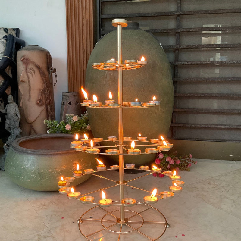 Metallic Round Tea Light Holder (Set of 2) - Crafts N Chisel - Indian Home Decor USA