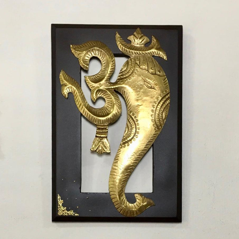 Om Ganesha Wall Hanging with Laxmi Ganesh Brass Bell (Set of 3) - Crafts N Chisel - Indian home decor - Online USA