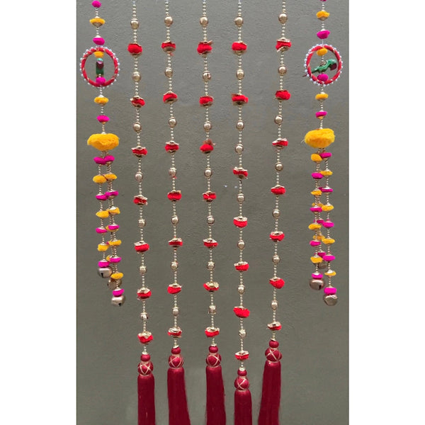 Parrot Decorative Hanging & Latkhan With Red Tassels (Set of 7) - Festive Decoration Wall Hanging - Crafts N Chisel - Indian Home Decor USA