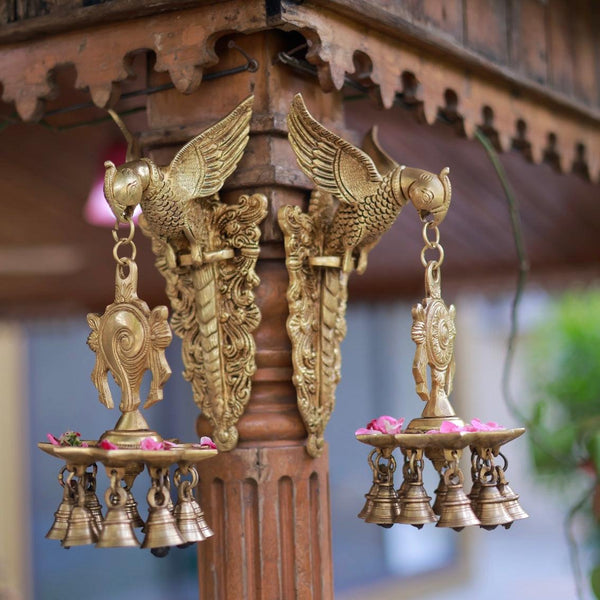 Brass Hanging Bells, Indian Home Pooja Decor