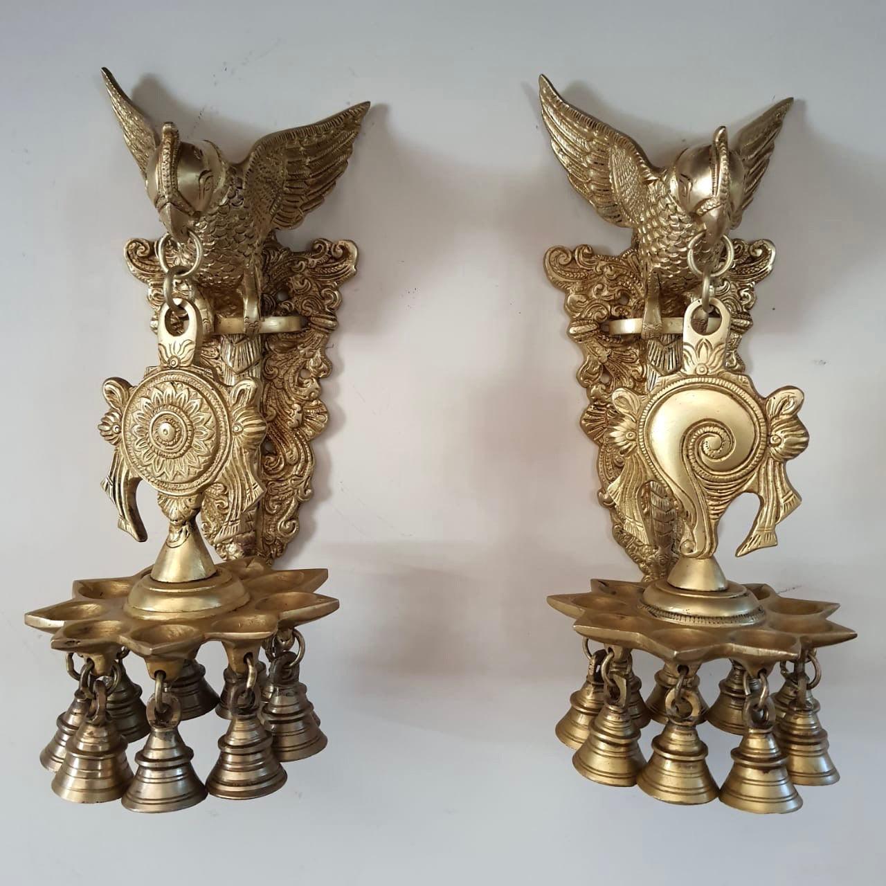 Parrot Hanging Bell Diya | Hanging Brass Lamps | Crafts N Chisel