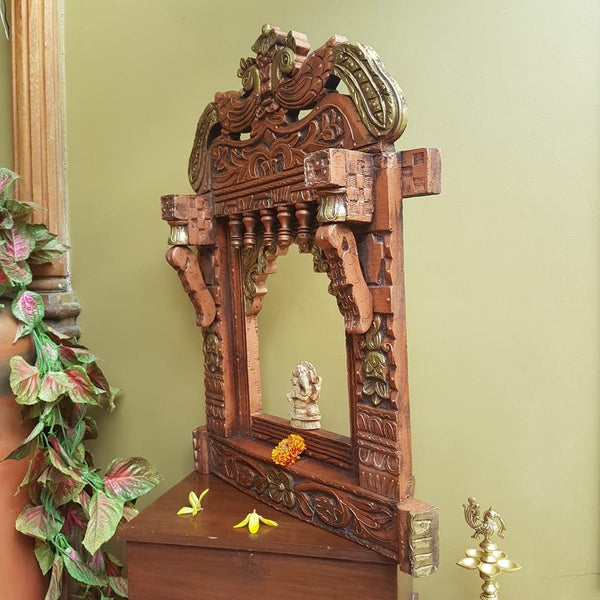 Peacock Decorative Wooden Jharoka - Wall Decor - Crafts N Chisel - indian home decor - USA