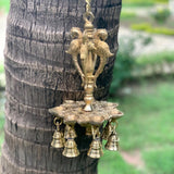 Peacock Hanging Diya Bell - Brass Wall Hanging - Decorative and Religious - Crafts N Chisel - Indian home decor - Online USA