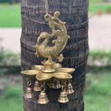 Peacock Hanging Diya Bell - Brass Wall Hanging - Decorative and Religious - Crafts N Chisel - Indian home decor - Online USA