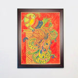 Peacock Kerala Mural - Handpainted Wall Decor- Indian Home Decor - Crafts N Chisel USA