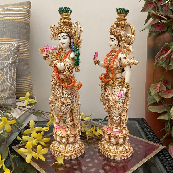 Radha Krishan Marble Dust & Resin Idol - Decorative Figurine- Crafts N Chisel - Indian Home Decor USA