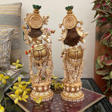 Radha Krishan Marble Dust & Resin Idol - Decorative Figurine- Crafts N Chisel - Indian Home Decor USA