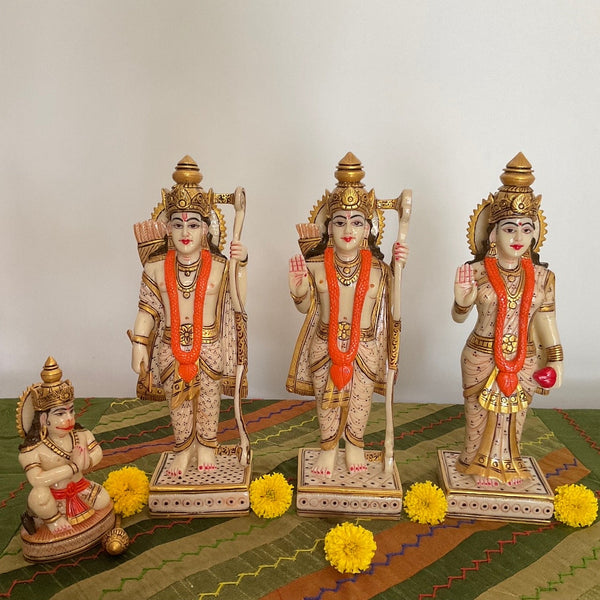 Ram Darbar Marble Dust Idol - Decorative Home Decor Figurine - Crafts N Chisel - Indian Home Decor USA