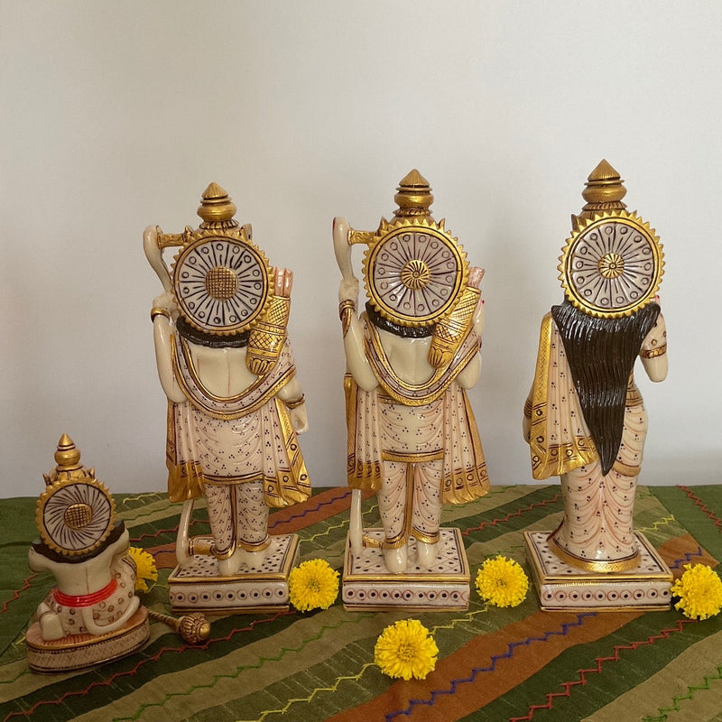 Marmer Look Ram Darbar Standbeeld 6 Inch - Murti Voor Pooja Kamer