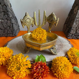 Shanku Chakra Namah Diya - Handmade Brass lamp - Decorative Festive Decor - Crafts N Chisel - Indian Home Decor USA