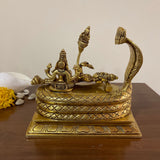 Sheshnag Vishnu Lakshmi ji Brass Idol - Decorative Home Decor - Crafts N Chisel - Indian Home Decor USA